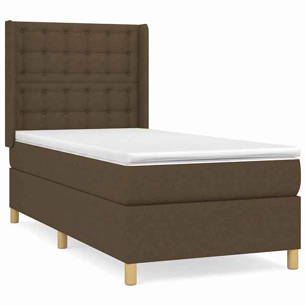 vidaXL Box spring postel s matrací tmavě hnědá 90x190 cm textil