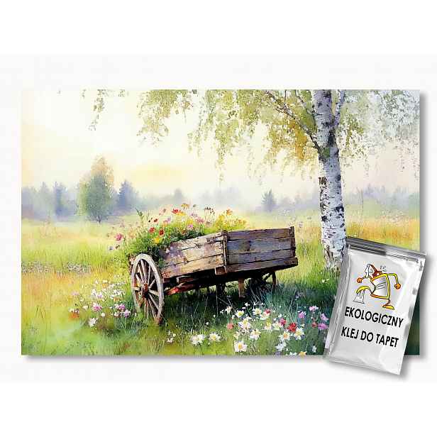 Fototapeta Flizelina Krajina Vesnice Květiny Bříza Jaro 312x219 130g