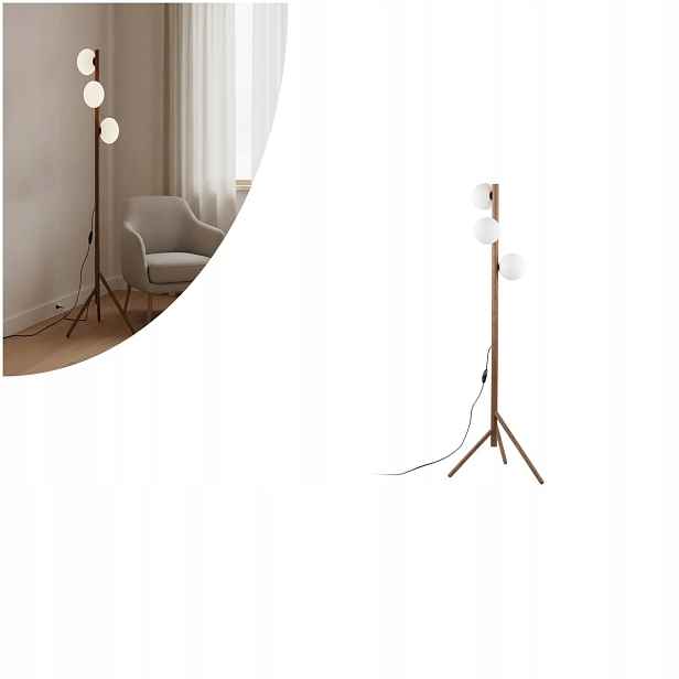 Hnědá podlahová lampa Estera s moderním designem vedle křesla Tk Lighting