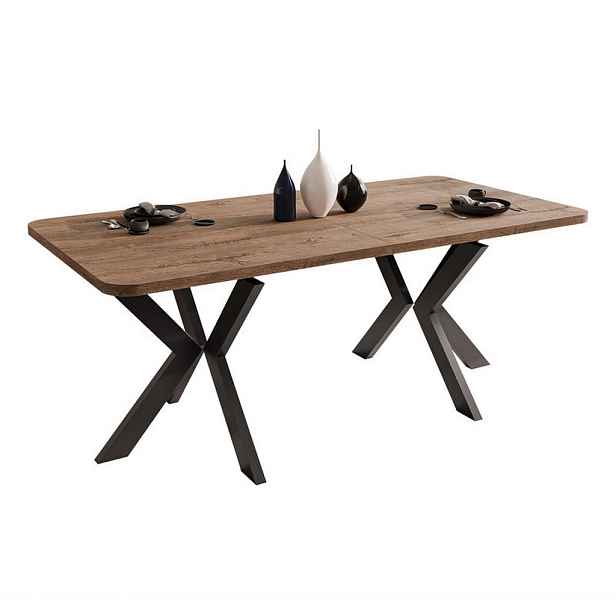 Idohome JÍDELNÍ STŮL DANTON rozkládací 200/100/76 cm, černý / dub Lefkas