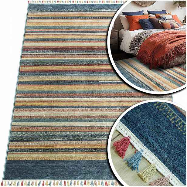 Koberec S Krátkými Viskózovými Štětinami A Třásněmi Koberec Do Obývacího Pokoje Boho 140x200
