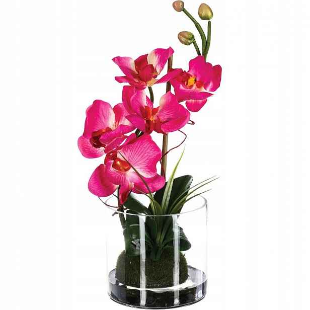Skleněná Váza S Umělými Květy, Bílá Orchidej