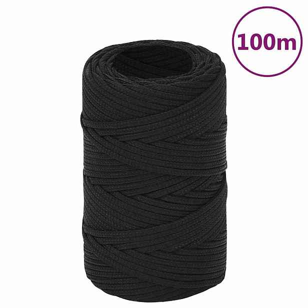 vidaXL Lodní lano celočerné 2 mm 100 m polypropylen
