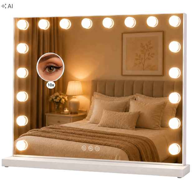 Zrcadlo pro make-up Hollywood Led 80x60 18 žárovek stojící bílé 10x