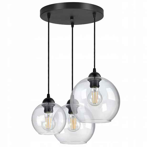 Lampa Lustr Tři různé skleněné koule Transparentní