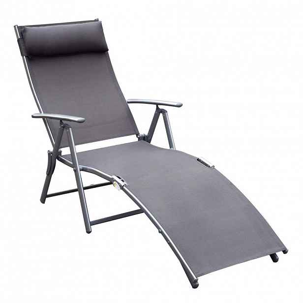 Modfu POLOHOVACÍ lehátko z kovu 137x63,5x100,5 cm šedé s 7polohovým opěradlem a skládací konstrukcí