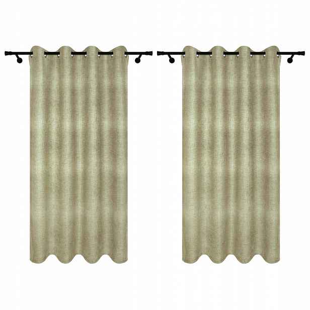 Polské Záclony Na Oka Kolečka 140x250 CM Komplet 2 Kusy Zelený Vzor