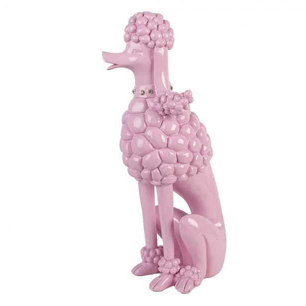 Růžová dekorace figurka pudl Poodle - 13*17*33 cm Clayre & Eef