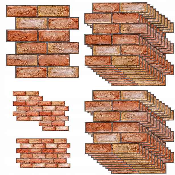 Tapeta Cihla Samolepicí Na Stěnu Dýha Imitace Kamene 3D Efekt 20 Ks