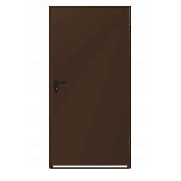 Vnější technické ocelové dveře s rámem 90 x 200 cm, hnědé