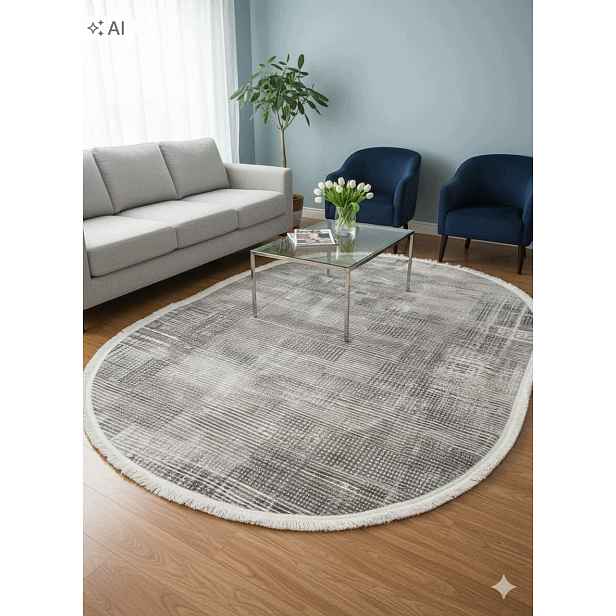 Koberec oválný do obývacího pokoje, 150 x 230 cm, vícebarevný, měkký vlas, plyšový