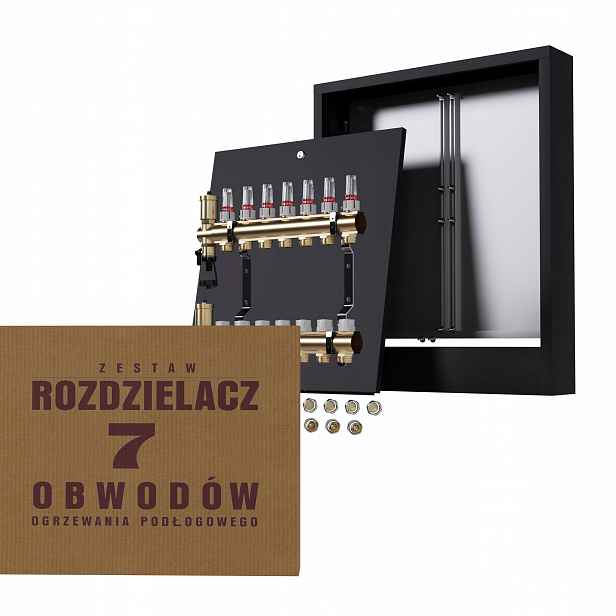 Rozdělovač pro podlahové vytápění 7 nástěnný box černý Pex