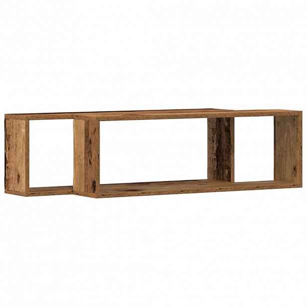 vidaXL Nástěnné poličky 2 ks Staré dřevo 80 x 15 x 26 cm