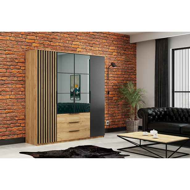 Šatní skříň Sorento Barva korpusu: Dub - Craft zlatý, Rozměry: 200 cm