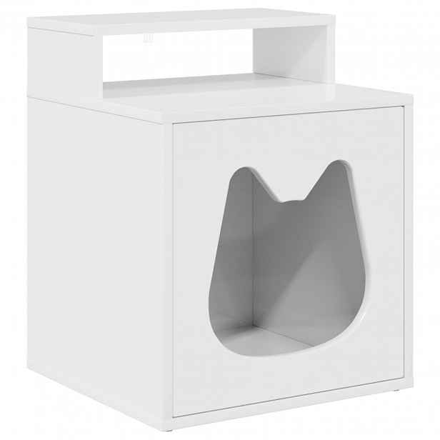 vidaXL Kočičí dům Lesklá Bílá 42,5 x 40 x 53,5 cm Kompozitní dřevo
