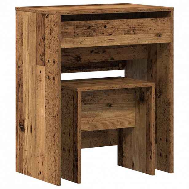 vidaXL Zrcadlový stolík 2 ks Staré dřevo 60 x 40 x 75 cm