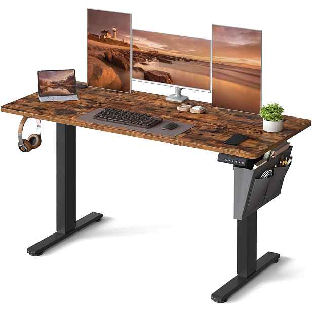 Elektrický Psací Stůl Nastavitelný 140 X 60 CM S Vintage Výškovou Pamětí