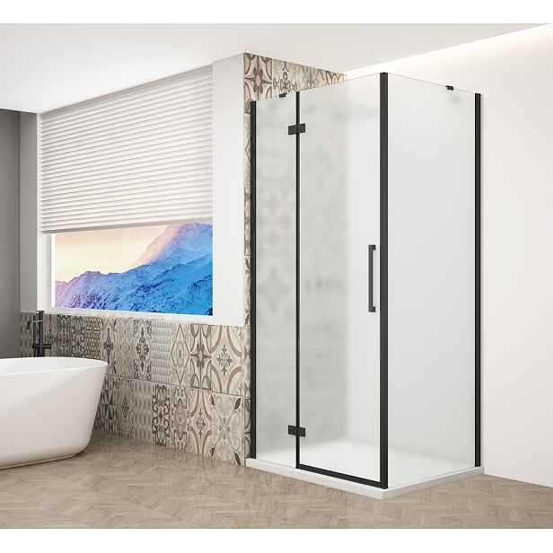 Gelco TRINITY BLACK obdélníkový sprchový kout 900x800mm, matné sklo, levé