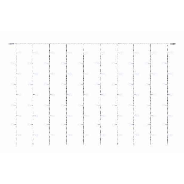 Hobby Line LED světelný závěs do okna, 200 × 100 cm, ledově bílá, 100 diod, čirý kabel, IP20 do interiéru, prodlužovací