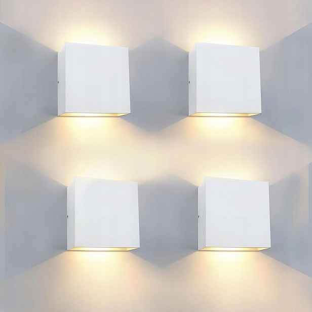 Kicaao Led venkovní nástěnné svítidlo IP65 Bílá regulace úhlu svícení 4ks IP65