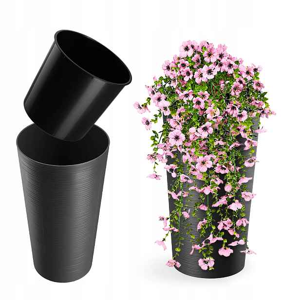 Květináč Květináč 57 cm Obal S Vložkou Květináč Plastový Grafit