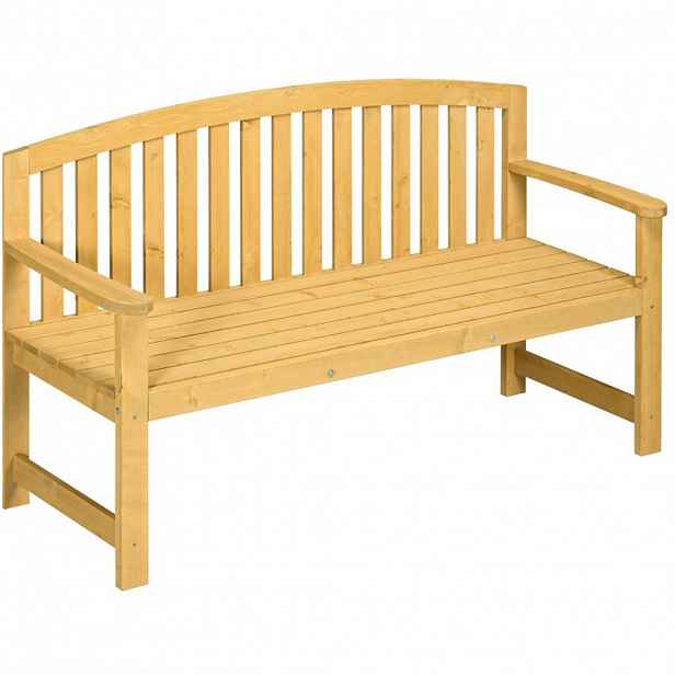Modfu ZAHRADNÍ lavička z dřeva 143x51x85 cm oranžová s opěradlem a područky, pro 2 osoby, odolná vůči počasí