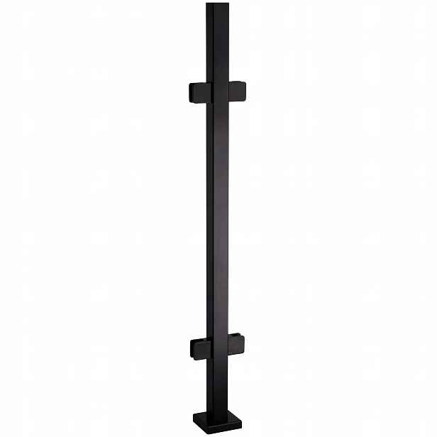 Průchozí sloupek 100 cm pro skleněné zábradlí 40x40 Černý 4 držáky Loft