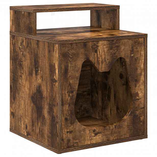 vidaXL Kočičí dům Kouřový dub 42,5 x 40 x 53,5 cm Kompozitní dřevo