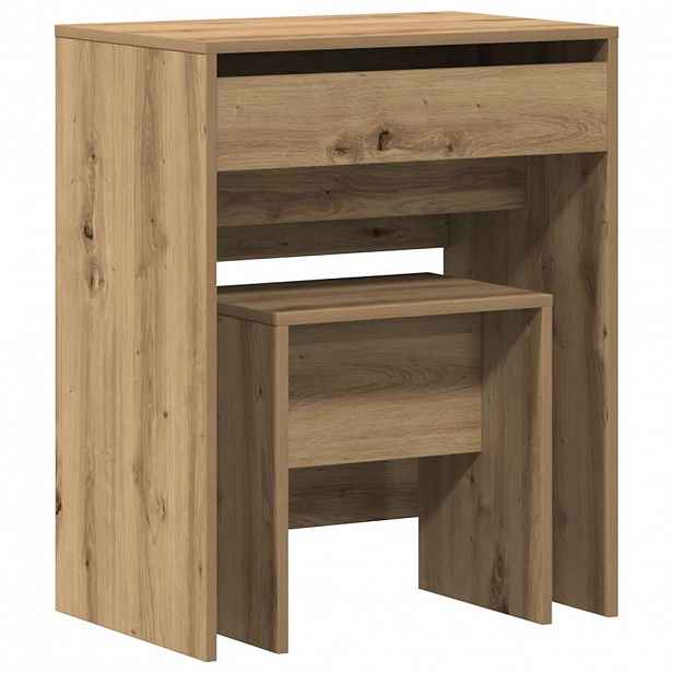vidaXL Zrcadlový stolík 2 ks dub artisan 60 x 40 x 75 cm
