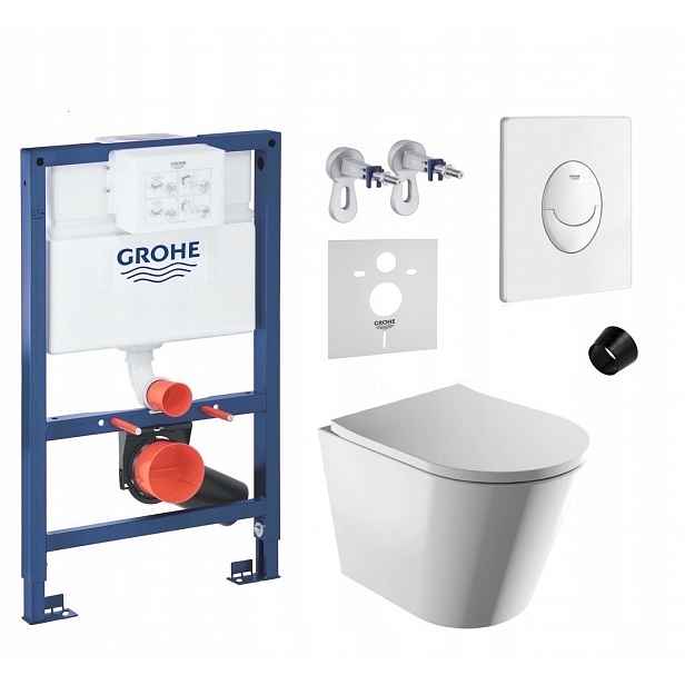 7v1 Podomítkový Wc set, rám Grohe 820 mm Wc mísa Rim Omnires tlačítko