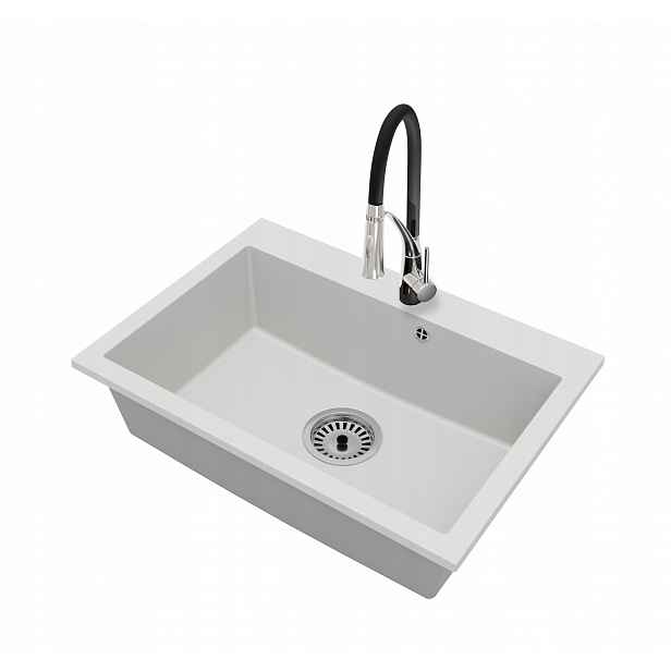 Kuchyňský granitový dřez Jednokomorový Elite 70 Baterie Sifon Chrom