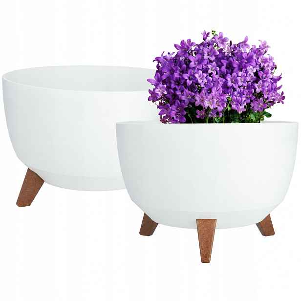 Květináč Květináč 40 cm Obal Na Nohy Květinový Záhon Bílý Vložka