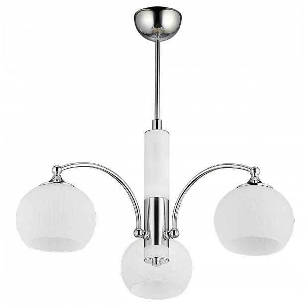 Stropní Svítidlo Largo Stříbrná Bílá Skleněné Stínidla 3xE27 Závěsná lampa Dům