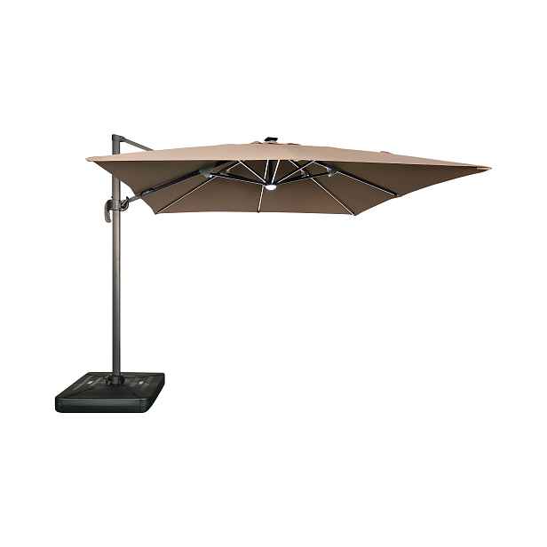 Zahradní slunečník Houseland Vexon s LED osvětlením 300x300 cm světle hnědý