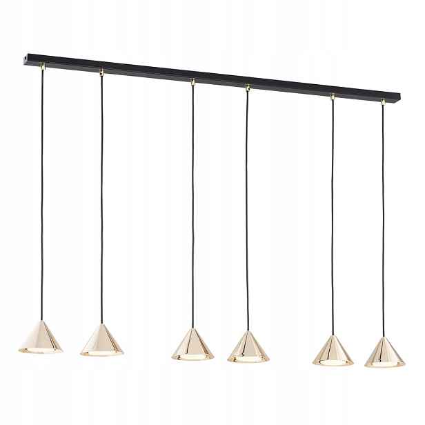 Černá závěsná lampa Marina s visícím stínidlem, zlatý kužel 6xGX53 Nastavitelná