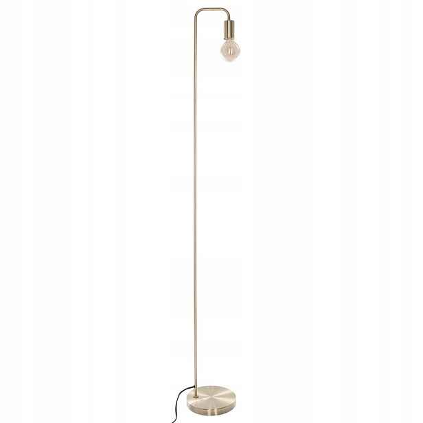Kovová stojací lampa pro obývací pokoj, moderní, ve zlaté barvě.