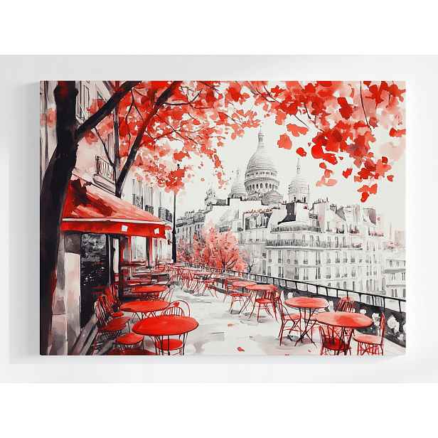 Plakát Město Paříž Sacre Coeur Kavárna Podzim 100x75