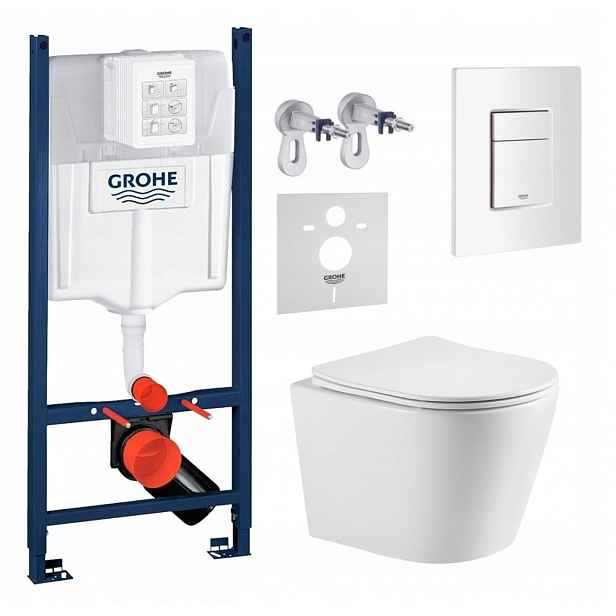 Sada Wc Rám Grohe Rapid s mísou Wc Tornado Jess a tlačítkem bílá