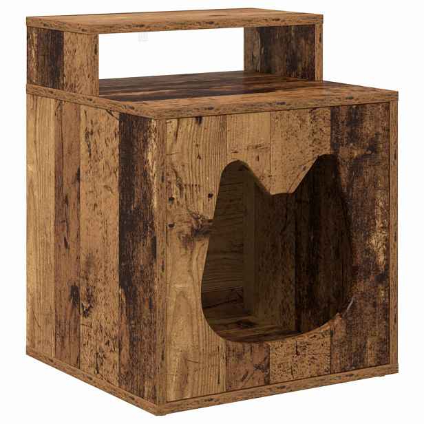 vidaXL Kočičí dům Staré dřevo 42,5 x 40 x 53,5 cm Kompozitní dřevo