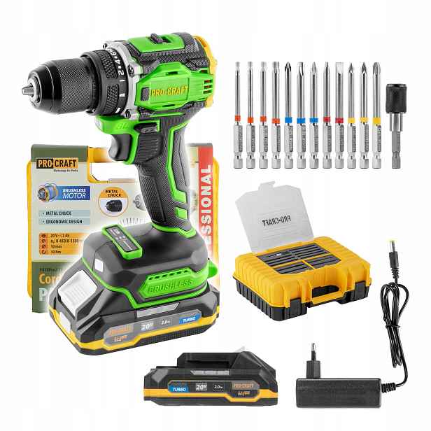 Aku šroubovák Procraft PA18Pro2 sada bitů, PA18Pro2-1B-C