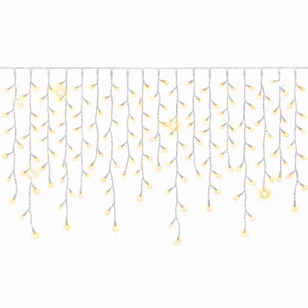 Easy Fix venkovní LED rampouchy, světelné krápníky, 300 × 90 cm, teple bílá s FLASH, 174 diod, bílý kabel, IP67, prodlužovací