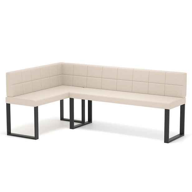 Idohome ROHOVÁ LAVICE SANA U levá ekokůže prošívaná, 142/196 cm, béžová