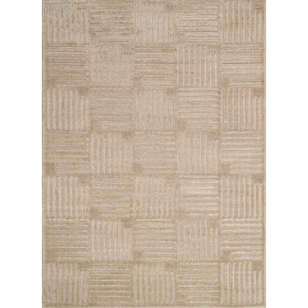 Koberec béžový do obývacího pokoje, moderní vyřezávaný vzor boho 200x280 cm