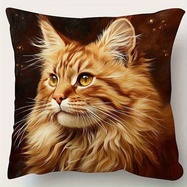 TEMU 1 ks Červená povlak na polštář s tigra Maine Coon, velikost 45,72 x 45,72 cm. Měkká a hladká polyesterová krátká fleecová tkanina, jednostranný