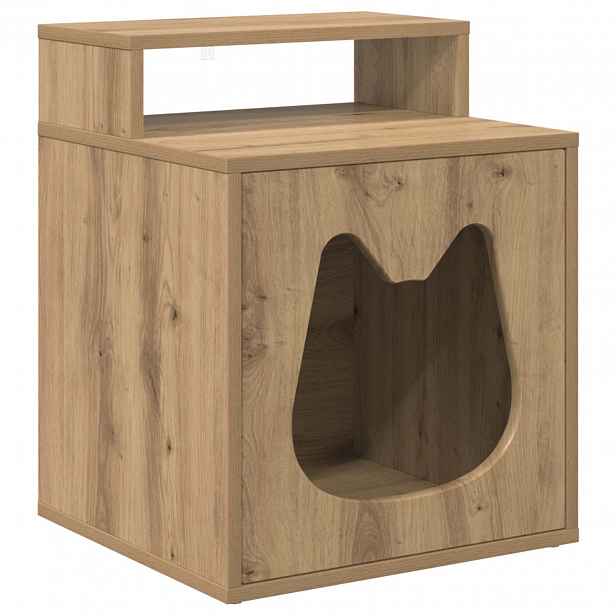 vidaXL Kočičí dům Dub artisan 42,5 x 40 x 53,5 cm Kompozitní dřevo