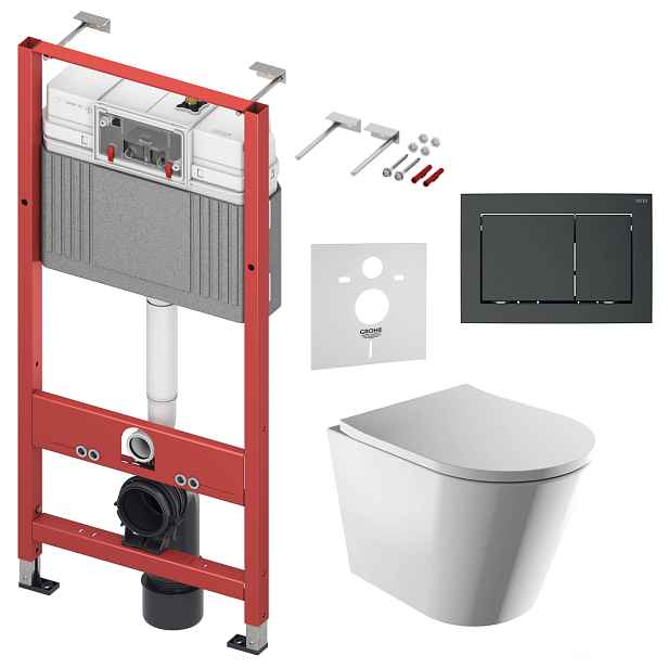 Sada Wc Tece Base s mísou Omnires Rimless a tlačítkem černá matná