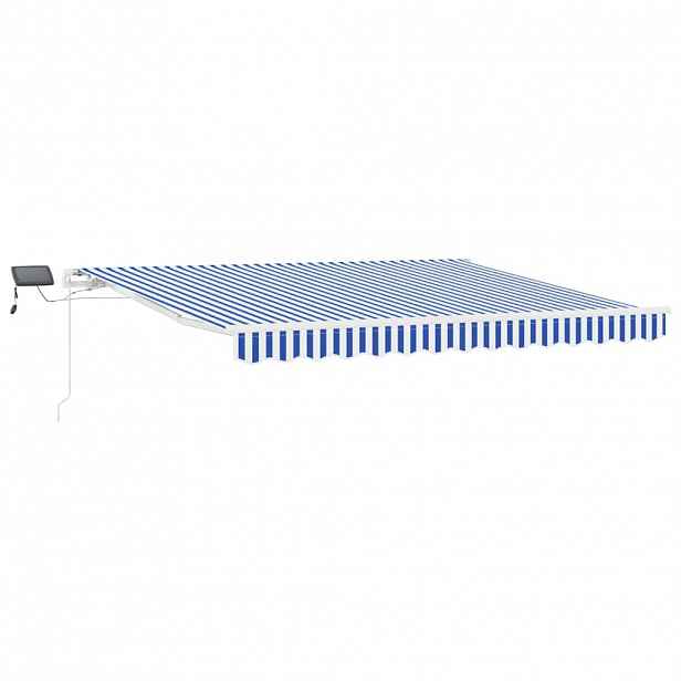vidaXL Stahovací markýza Modrá a bílá 350 x 250 cm Polyester a hliník