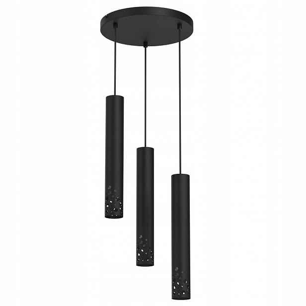 Černá trojitá závěsná lampa s trubicí na kruhu Tibia Buble 5723 Luminex