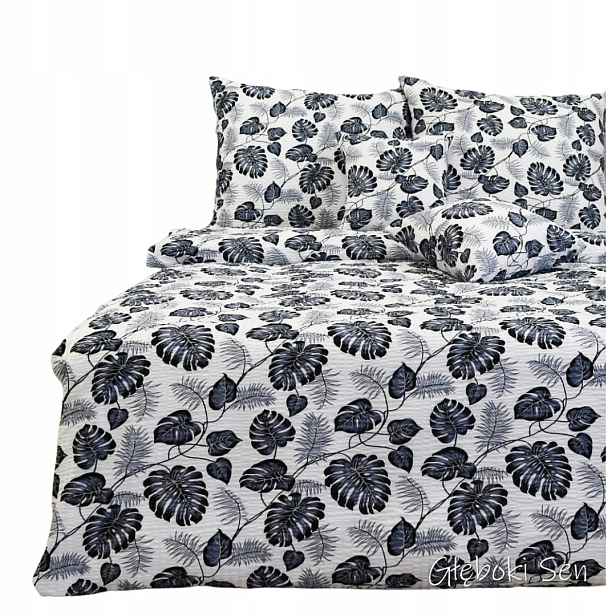 Sada Povlečení Kůra 160x200 2x70/80 Listy Palm Šedé Elegantní