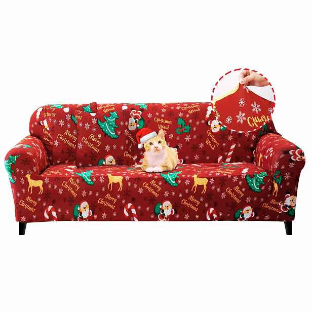 Vánoční Potah Na Pohovku Pro 4 Osoby 230 – 300 CM, Elastický